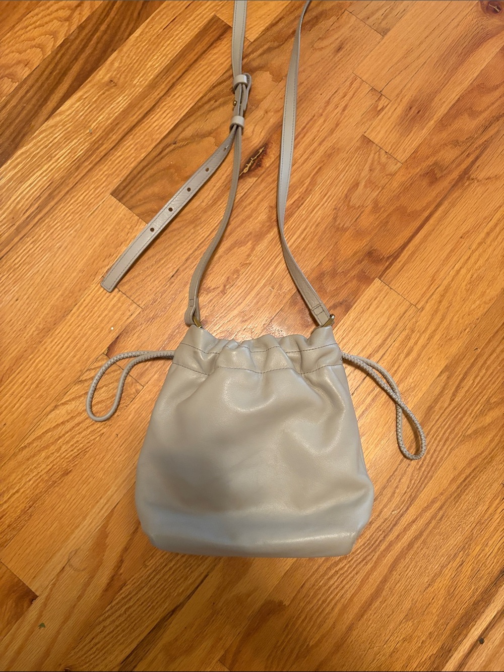 Fossil Light Gray Drawstring Crossbody Bag